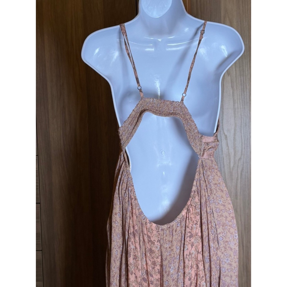 422. Free People Boho Floral Sequin Embellished Maxi Dress Pink Boho Open Back - Picture 4 of 8
